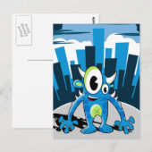 Freaky Blue Monster Postcard Postkarte (Vorne/Hinten)