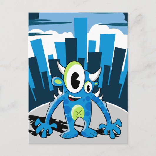Freaky Blue Monster Postcard Postkarte (Vorderseite)