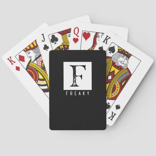 Freaky Bold Typografie Schwarz-Weiß-Design Spielkarten (Rückseite)