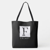 Freaky Bold Typografie Schwarz-Weiß-Design Tasche (Rückseite)