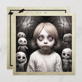 Freaky Child mit Big Eyes Halloween Einladung (Vorne/Hinten)