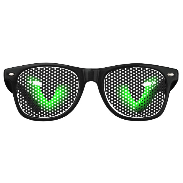 Freaky Green Grumpy Animal Cat Eyes Partybrille (Vorderseite)