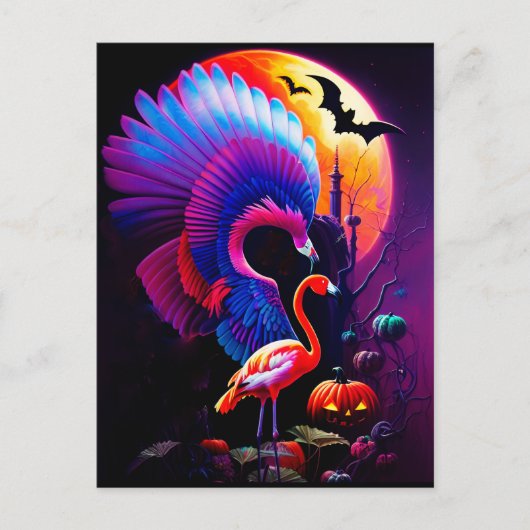 Freaky Halloween Flamingo Horror Postkarte (Vorderseite)