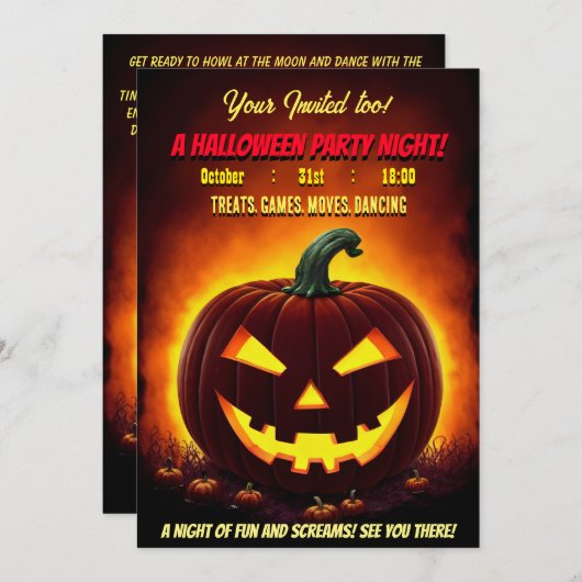 Freaky Halloween Pumkin Party Einladung (Vorne/Hinten)