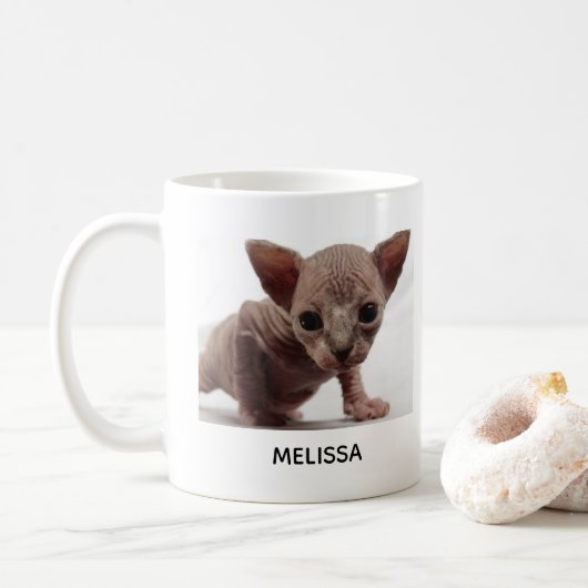 Freaky Niedlich Furless Sphynx Kitten Kaffeetasse (Mit Donut)