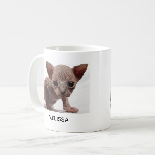 Freaky Niedlich Furless Sphynx Kitten Kaffeetasse (Vorderseite Links)