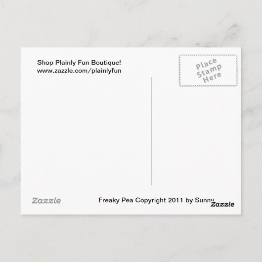 Freaky Pea Postcard Postkarte (Rückseite)