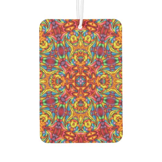 Freaky Tiki Red Vintag Fraktal Kaleidoscope Autolufterfrischer (Rückseite)