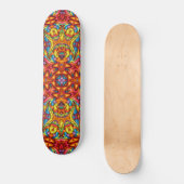 Freaky Tiki Red Vintag Fraktal Kaleidoscope Skateboard (Vorderseite)