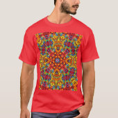 Freaky Tiki Red Vintag Fraktal Kaleidoscope T-Shirt (Vorderseite)