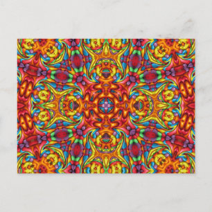 Freaky Tiki Rot Vintage Fraktal Kaleidoskop Postkarte