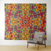 Freaky Tiki rotes Vintages Fraktal-Kaleidoskop Wandteppich (Beispiel (Horizontal))