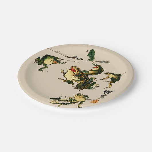 Freche Frösche Pappteller (Schrägansicht)