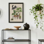 Freche Graue Getigerte Katze & Monstera Dschungel Poster