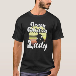 Freche Huhn Retro Sonnenuntergang Verrückte Hühner T-Shirt