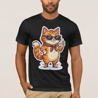Freche Katze in Sonnenbrille & Schal T-Shirt