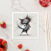 Freche Katze mit roter Brille Serviette (Beispiel)