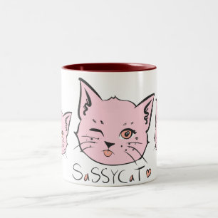 Freche Katzen-Tasse Zweifarbige Tasse