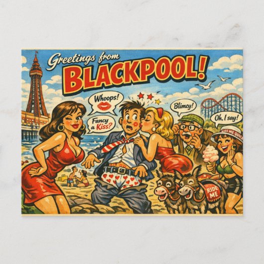 Freche klassische Blackpool-Postkarte Postkarte (Vorderseite)