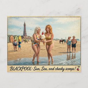 Freche klassische Blackpool-Postkarte Postkarte