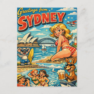 Freche klassische Sydney-Postkarte Postkarte