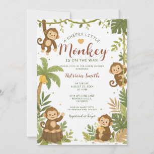 Freche kleine Affen-Jungle-Baby-Party-Einladung Einladung