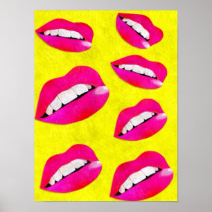 Freche Lippenleuchtstoff rosa/gelbes Poster