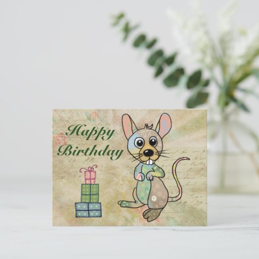 Freche Maus Postkarte (Stehend Vorderseite)