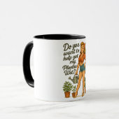 Freche Pin-Up-Gärtner Pflanze Puns Design Tasse (Vorderseite Links)