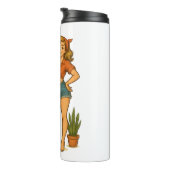 Freche Pin-Up-Gärtnerin Pflanzen Pun Design Thermosbecher (Nach rechts gedreht)