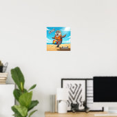 Freche Robbe | Süße Cartoon-Kinderzimmer-Kunst Poster (Heimbüro)
