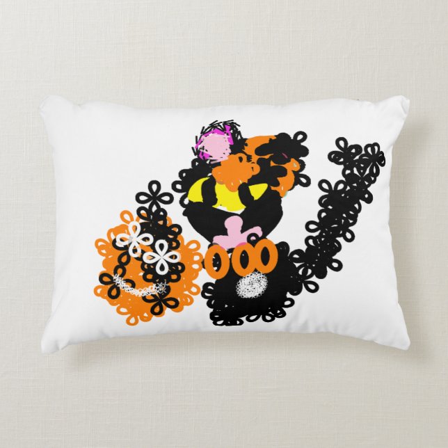 Freche schwarze Katze Herbst  Dekokissen (Vorderseite)