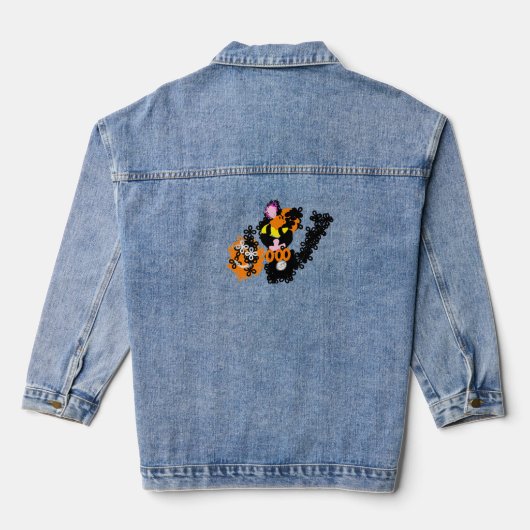 Freche schwarze Katze Herbst  Jeansjacke (Rückseite)