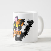Freche schwarze Katze Herbst Jumbo-Tasse (Vorderseite Rechts)