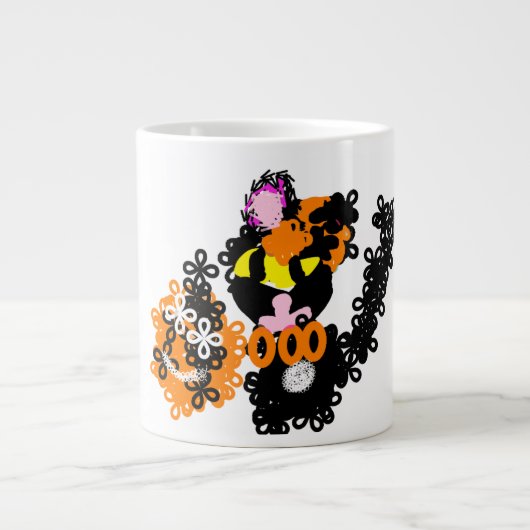 Freche schwarze Katze Herbst Jumbo-Tasse (Vorderseite)