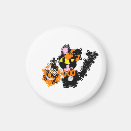 Freche schwarze Katze Herbst Magnet