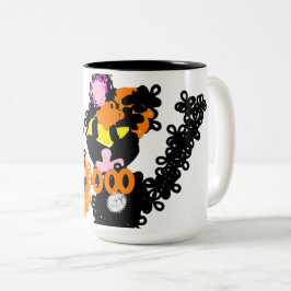 Freche schwarze Katze Herbst Zweifarbige Tasse