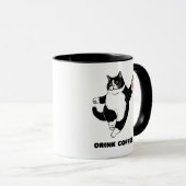 Freche schwarze Katzen-Kaffeetasse – Erinnerung, e Tasse (VorderseiteRechts)