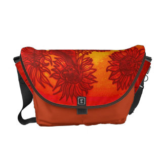 Freche Sonnenblumen in der Orange Kuriertasche