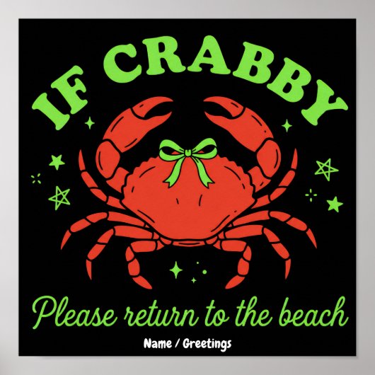 Freche Strandkrabbe im Vintage-Bow-Look Poster (Vorne)