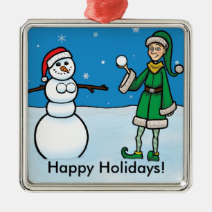 Freche Verzierung des Elf-#1 Silbernes Ornament