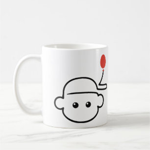 Frecher Affe in einer Mütze Einstrichzeichnung mit Kaffeetasse
