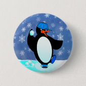Frecher Baseball-Pinguin Button (Vorderseite)