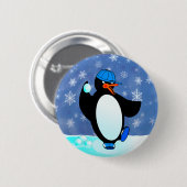 Frecher Baseball-Pinguin Button (Vorne & Hinten)