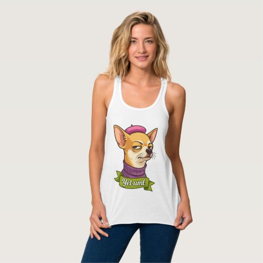 Frecher Chihuahua-Aufkleber Tank Top (Vorderseite Vollansicht)