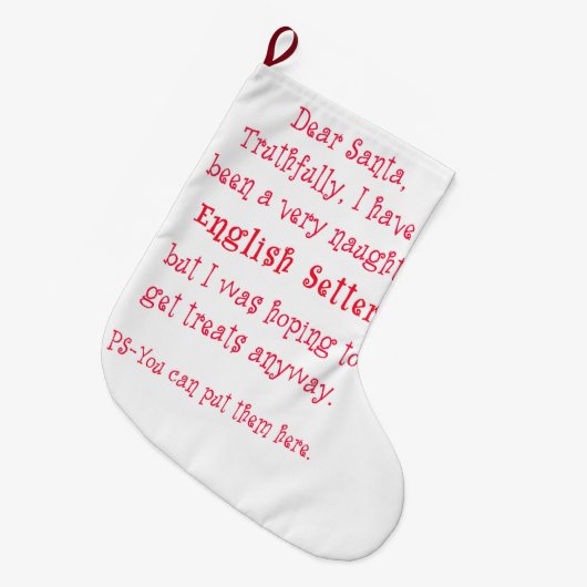 Frecher englischer Setzer Großer Weihnachtsstrumpf (Vorderansicht (hängend))