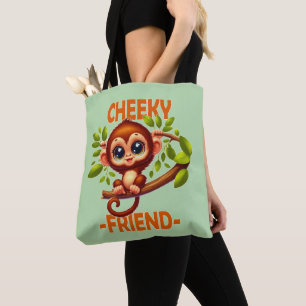 Frecher Freund pun Cute Baby Affe auf Baum Cartoon Tasche