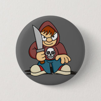 Frecher Junge mit Messer-Knopf Button