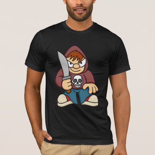 Frecher Junge mit Messer T-Shirt (Vorderseite)