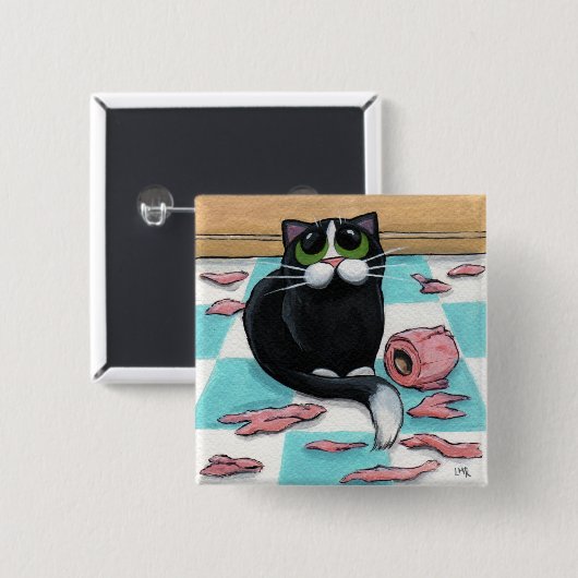 Frecher Katzen-Knopf Button (Vorne & Hinten)